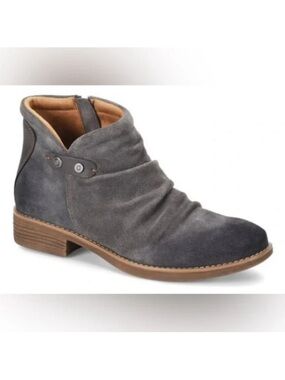Wanda Panda Gray Leather Ankle Boots Zipper Womens size 8 EU 39 Fall Winter
